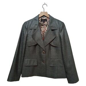 Isabel & Nina Gray Single Breasted Notch Lapel Modern Blazer Sz 8